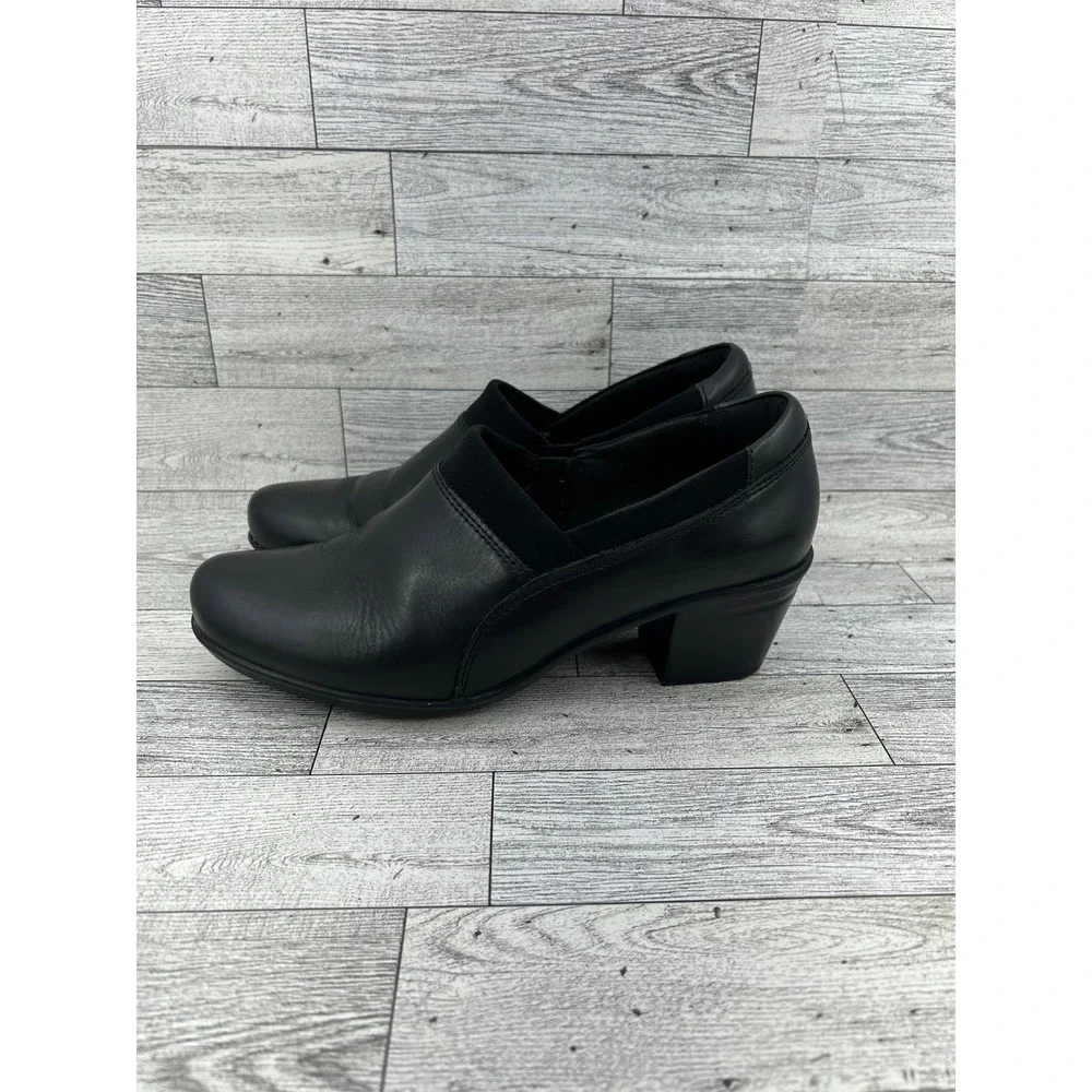 Clarks Collection Ultimate‎ Comfort Black Leather Slip On Loafers Women Sz 6.5M